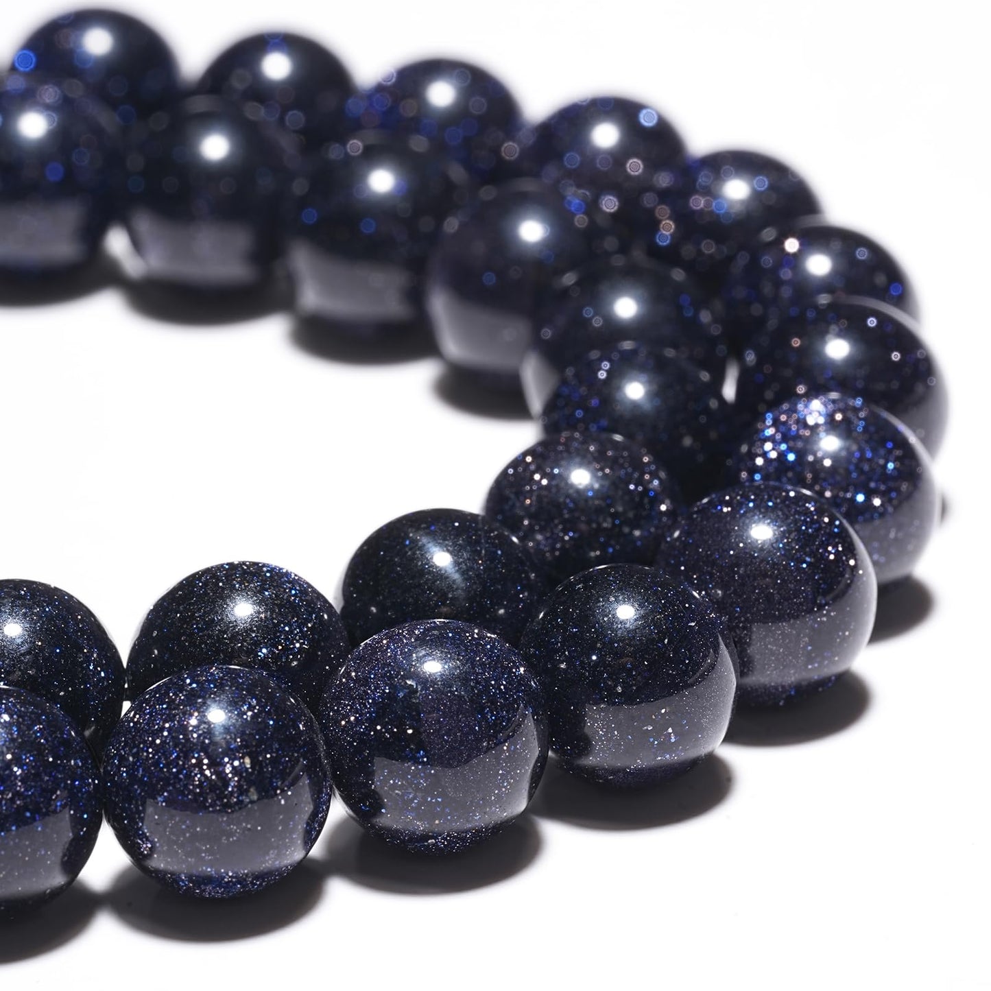 8mm Natural Blue Sandstone Gemstone Polished Round Smooth Stone Beads for Bracelets Jewelry Making