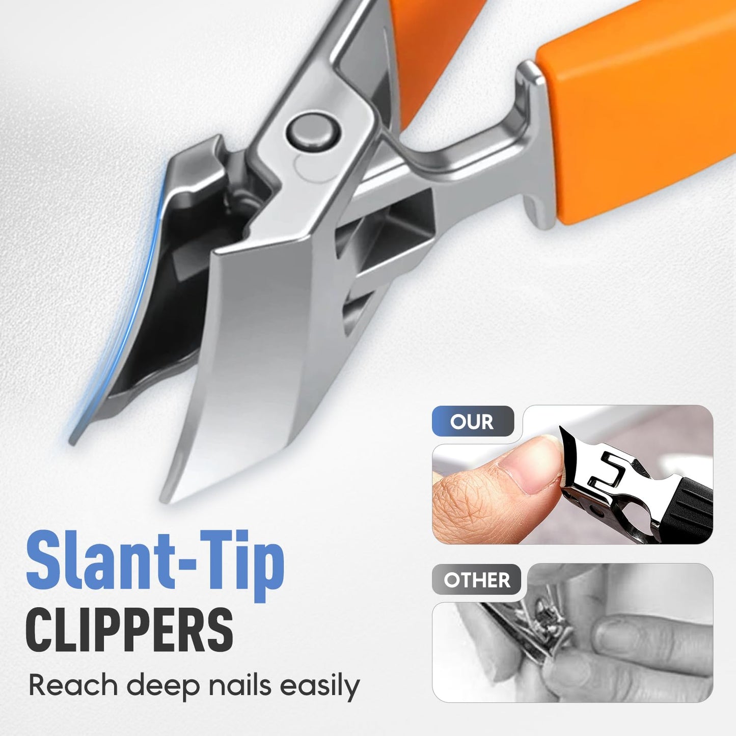 YAWOTA Wide Jaw Opening Anti-Splash Slanted Nail Clipper 3PCS Set with Case, Household Fingernail and Toenail Clippers Set for Ingrown Nails & Thick Nails (Black)
