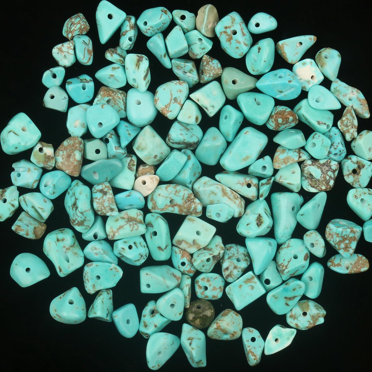 30in Turquoise Natural Chip Stone Beads 5-8mm About 230pcs, Irregular Drilled Blue Green Bead for Bracelets Jewelry Making Supplies for Adults, DIY Crafts.