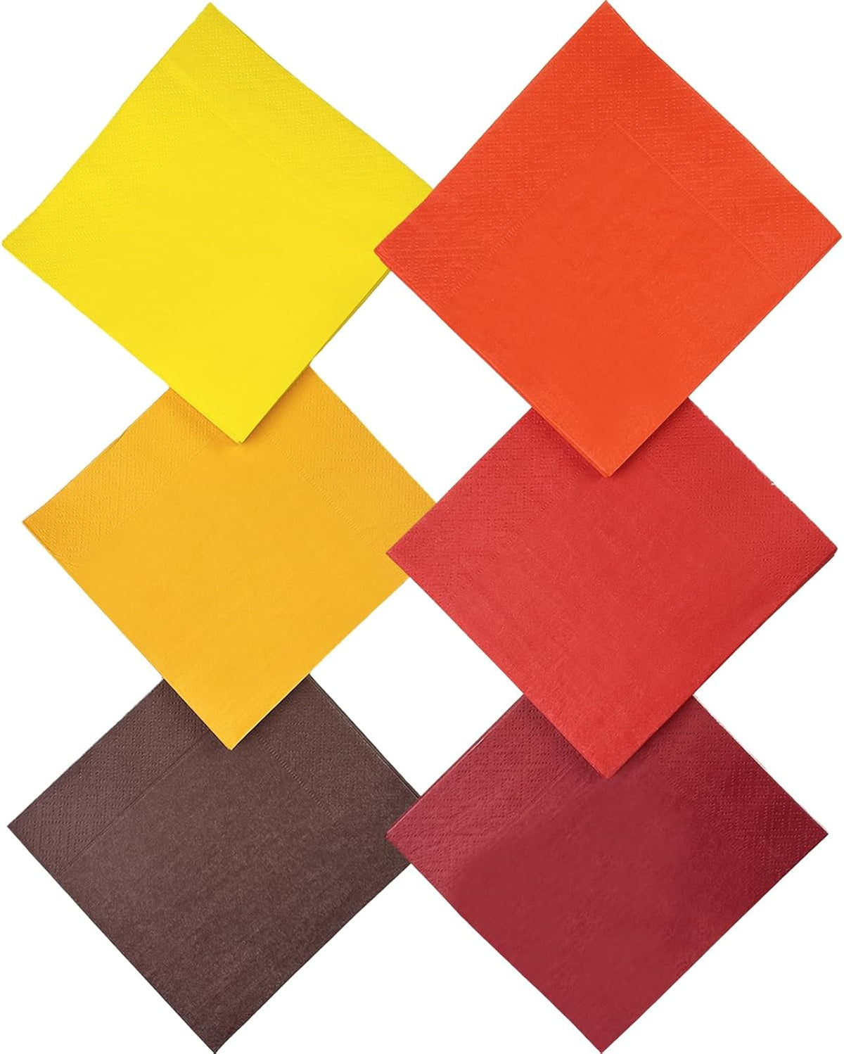 RedYellow Cocktail Napkins 6 colors 5 * 5inch disposable Beverage Napkin paper for Cocktail, Wedding, Dinner，Brithday Party Dessert Wine Paper Napkins（ 120 Count）