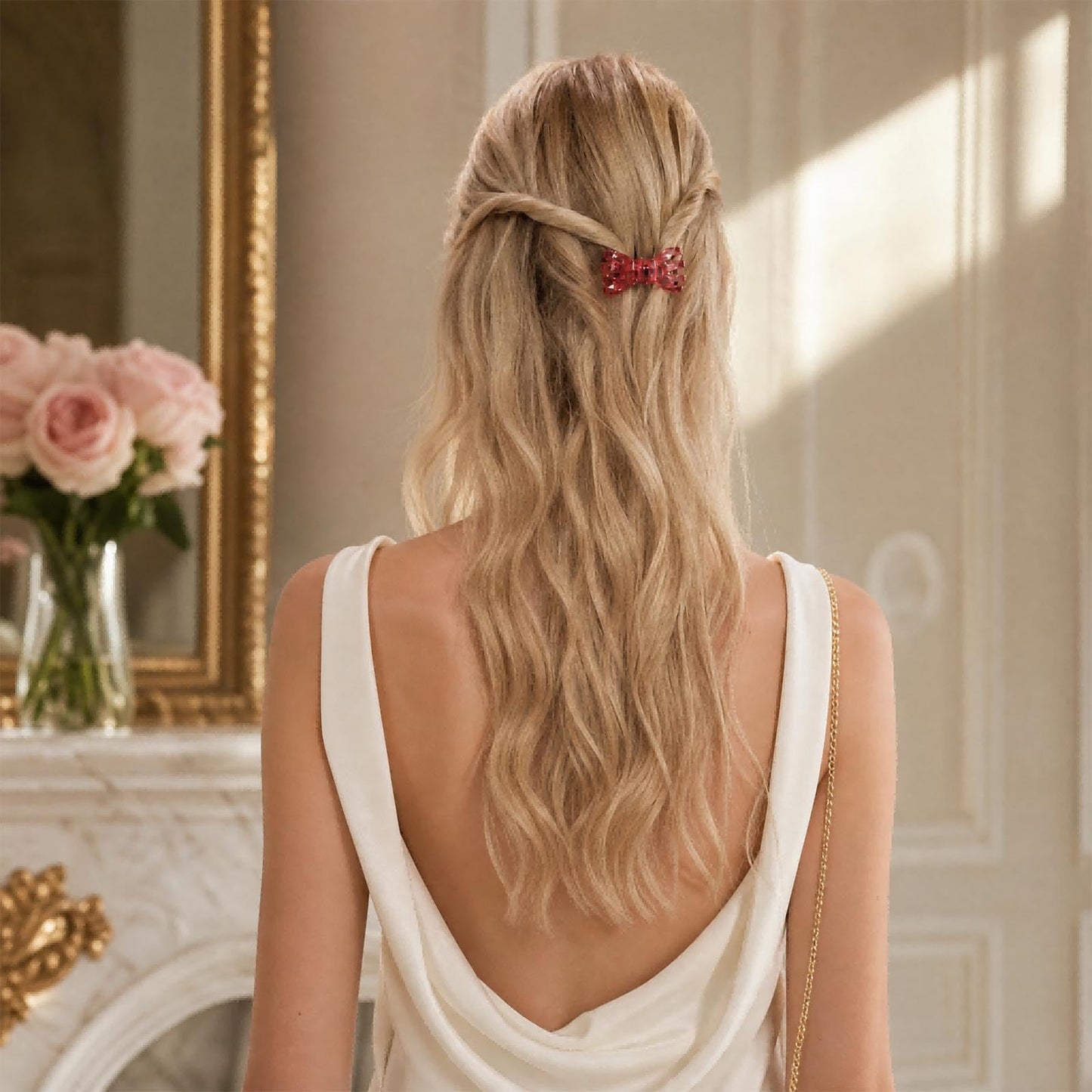 ASTRULUME 2Pcs Magnetic Hair Clips, Strong Hold No-Slip Styling Clips for Layered Styles, Half-Updos and Braids, Seamless 2-in-1 Clavicle Design, Multiple Colors(Yellow)