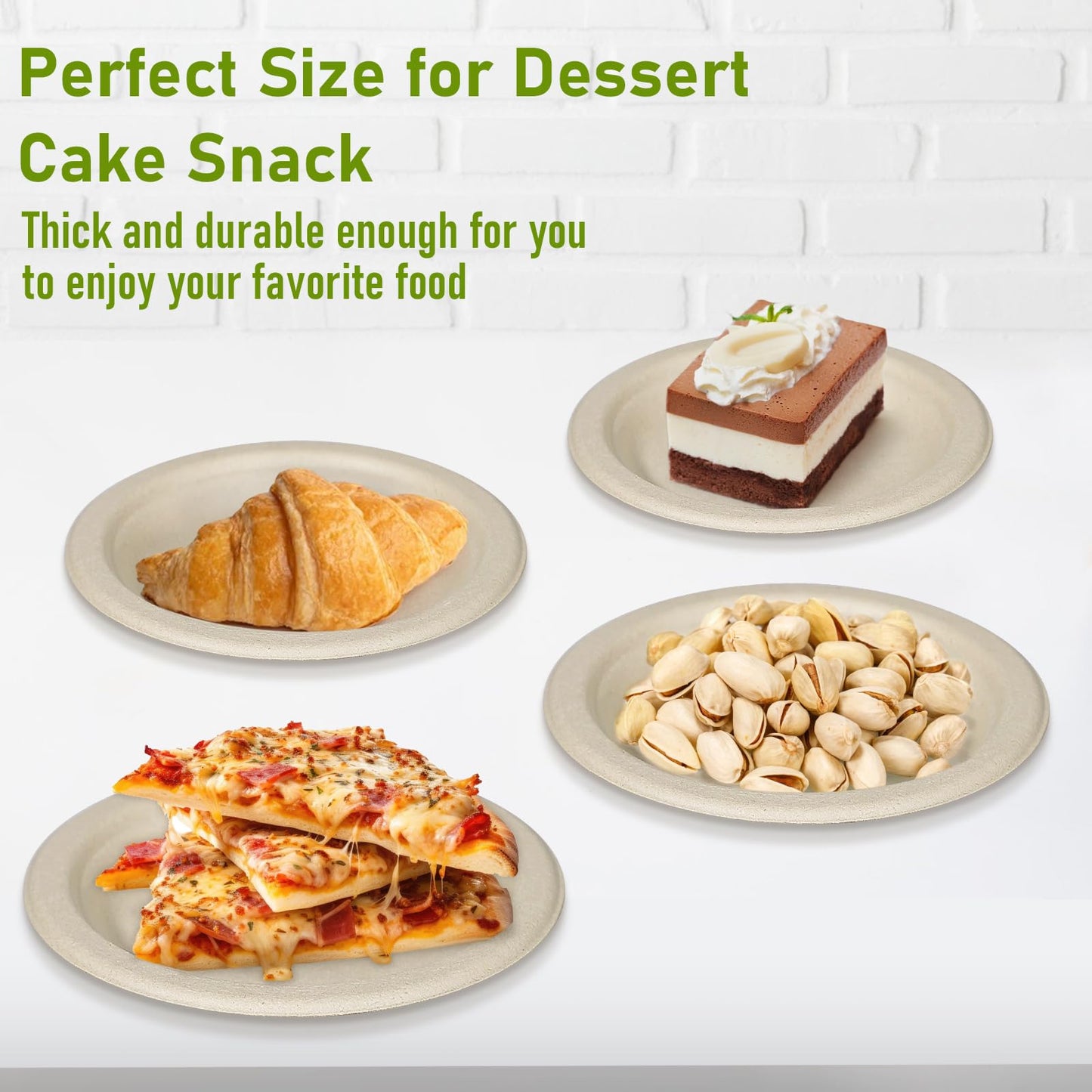 Uniecocus Small Paper Plates 6 inch, 200 Pack Disposable Plates, Eco Friendly Compostable Biodegradable Plates, Dessert Plates for Cake, Brown