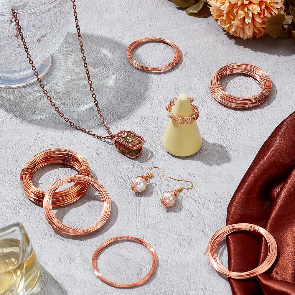BENECREAT 12 Rolls 196 Feet Dead Soft Copper Wire, 18/20/22/24/26/28 Gauge Solid Bare Copper Wire for Jewelry Making, Gem Wrapping
