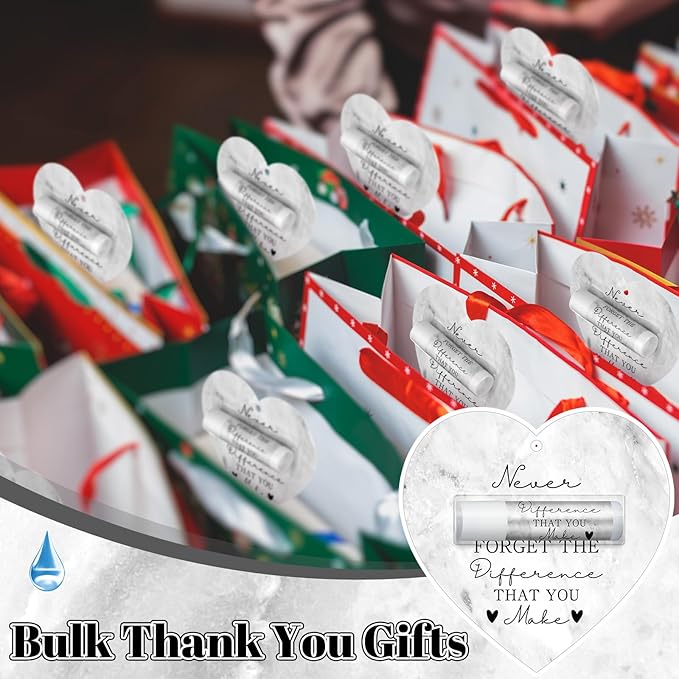 30 Pack Christmas Employee Appreciation Gift Lip Balms Bulk Staff Teacher Team Volunteer Thank You Gift Thanksgiving Christmas Appreciation Party Favor for Women Men(Heart,Fog White)