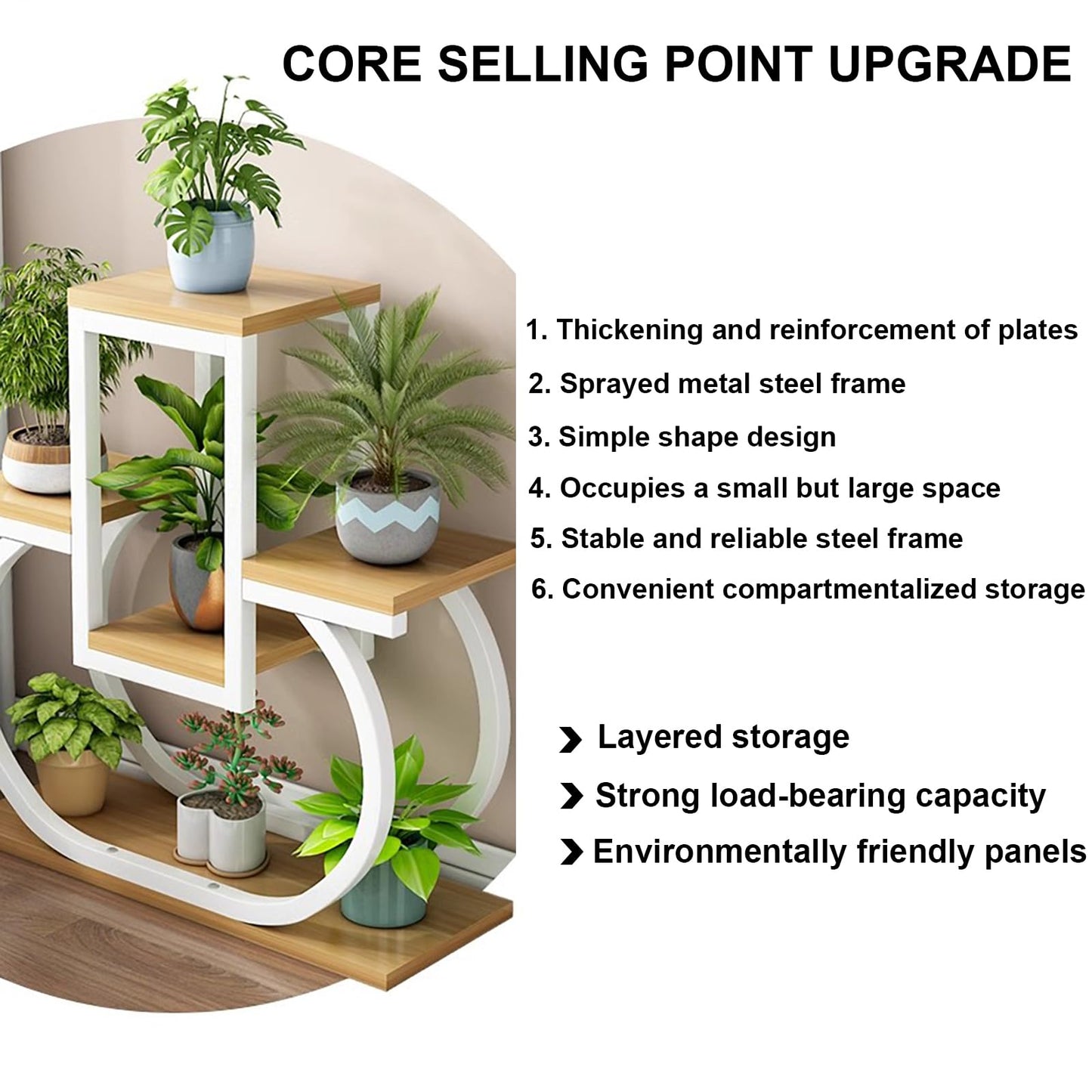 DJVHSRI 4-Tier Iron Flower Stand - Heart-Shaped Indoor Plant Display Rack Corner Storage for Garden Balcony and Courtyard - Stylish Metal Flower Pot Holder,7