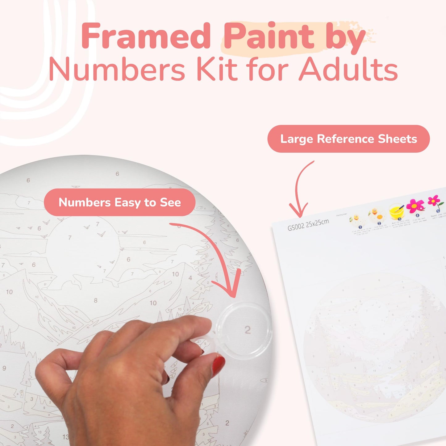KularStock Paint by Number Kit for Adults – 2 Pack Framed Canvas (10 Inch Round), Easy Paint by Numbers for Beginners, DIY Painting Kit with Easel, Brushes & Acrylic Paint Set