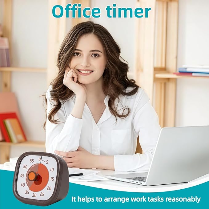 Visual Timer for Kids - 60 Minute Visual Kids Timer for Classroom Home Office, Countdown Timer for Cooking Teaching Working Meeting (Chocolate)