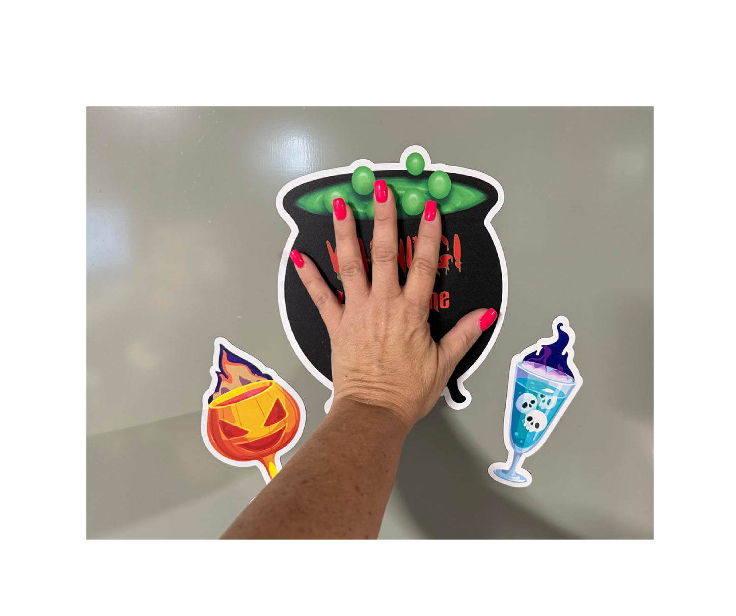 Witches Cauldron Halloween Drink Bundle Cruise Ship Door Decoration, Fun Party Decor - Decorative Magnetic Favors for Fridge, Locker, Whiteboard