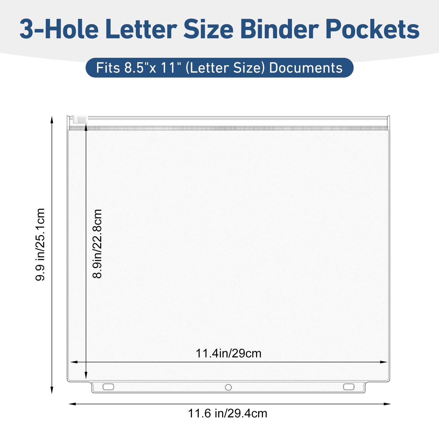 Antner 36 Pack Letter Size Binder Pockets for 3-Ring Binder Zipper Pouch Waterproof PVC Document Organizer 3-Hole Loose Leaf Folders File Sleeves Storage Bags Side Loading for Business Office Supplies