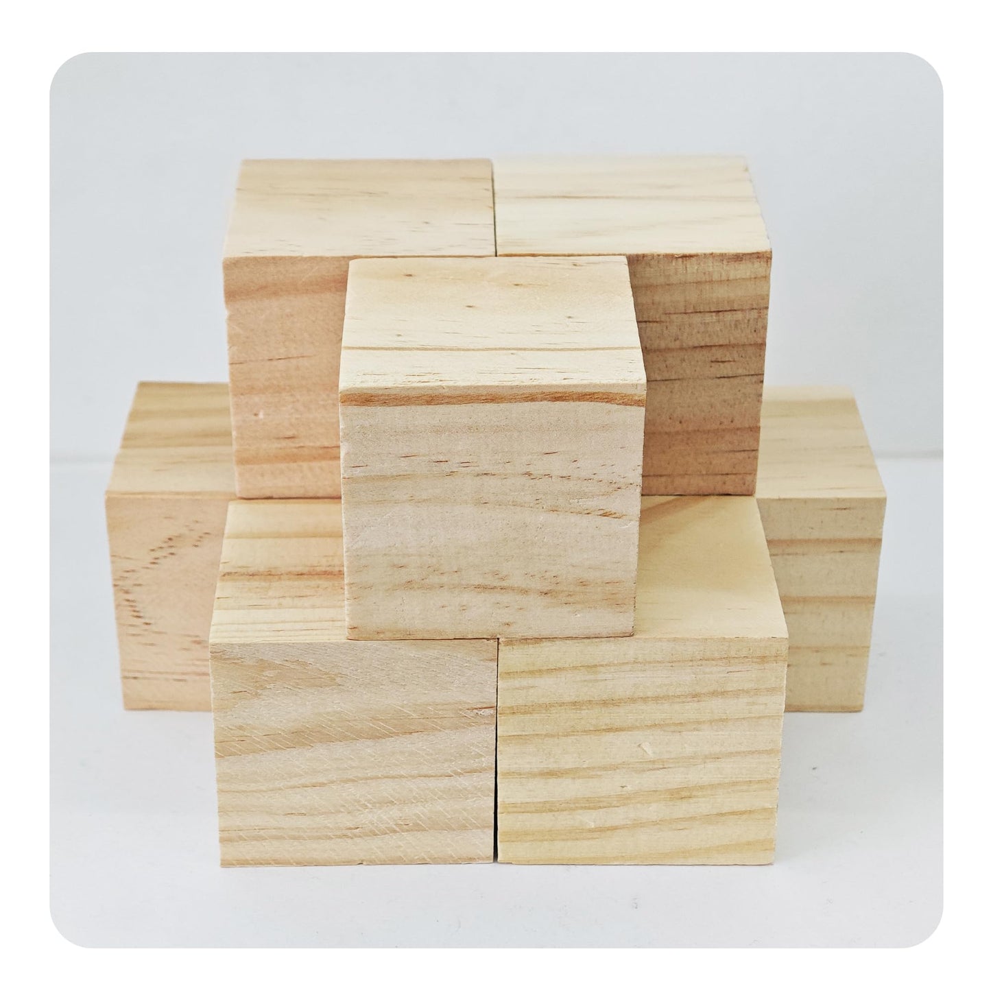 Runseaway 8Pcs 2inch Unfinished Natural Wooden Cubes, Square Craft Wood Blocks for DIY Projects, Blank Wood Squares for Art, Building, Personalized Crafts, Wedding Decor, and Creative Displays