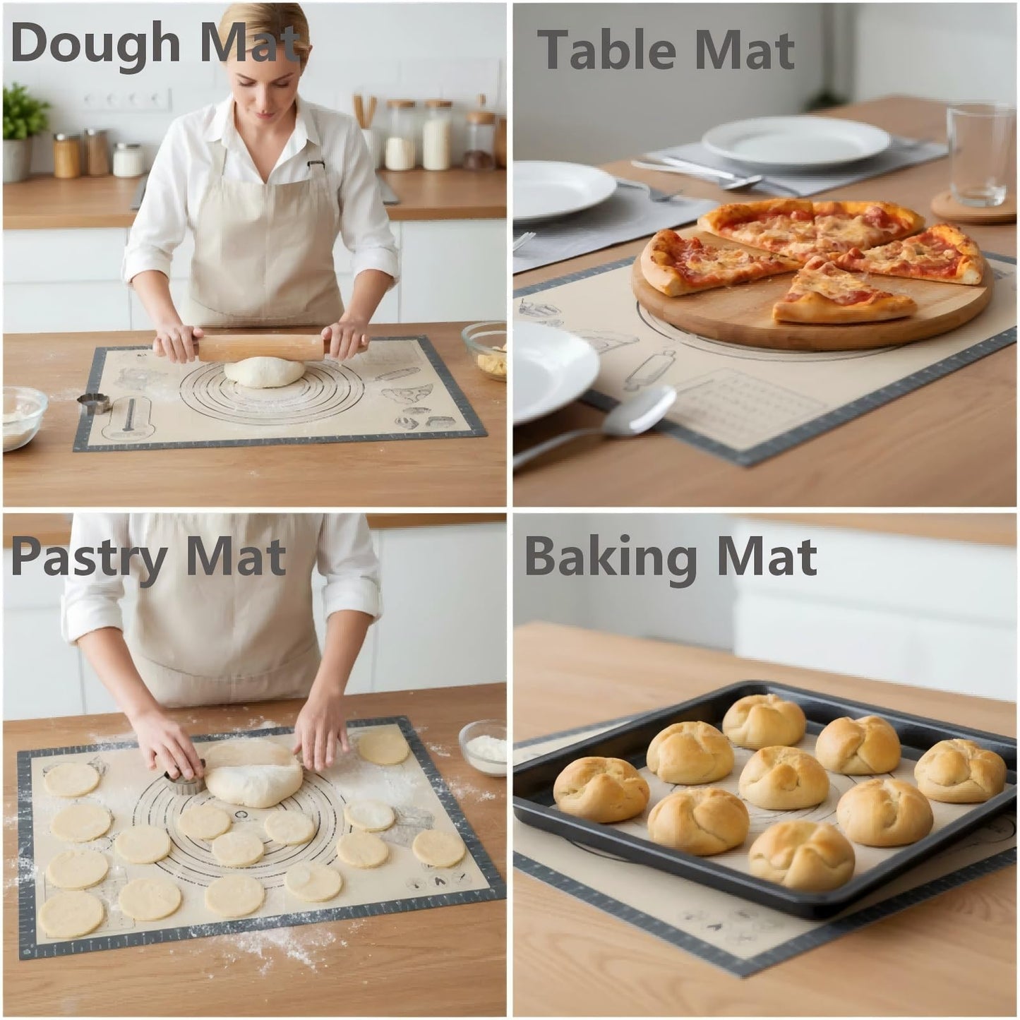 Silicone Baking Pastry Dough Mat - 28x20Inch Extra Large Cookie Bread Rolling Mats Sheet, Nonstick Kitchen Counter Kneading Board Thick Reusable Pie Cookies Pizza Fondant Making Matt Baking Supplies