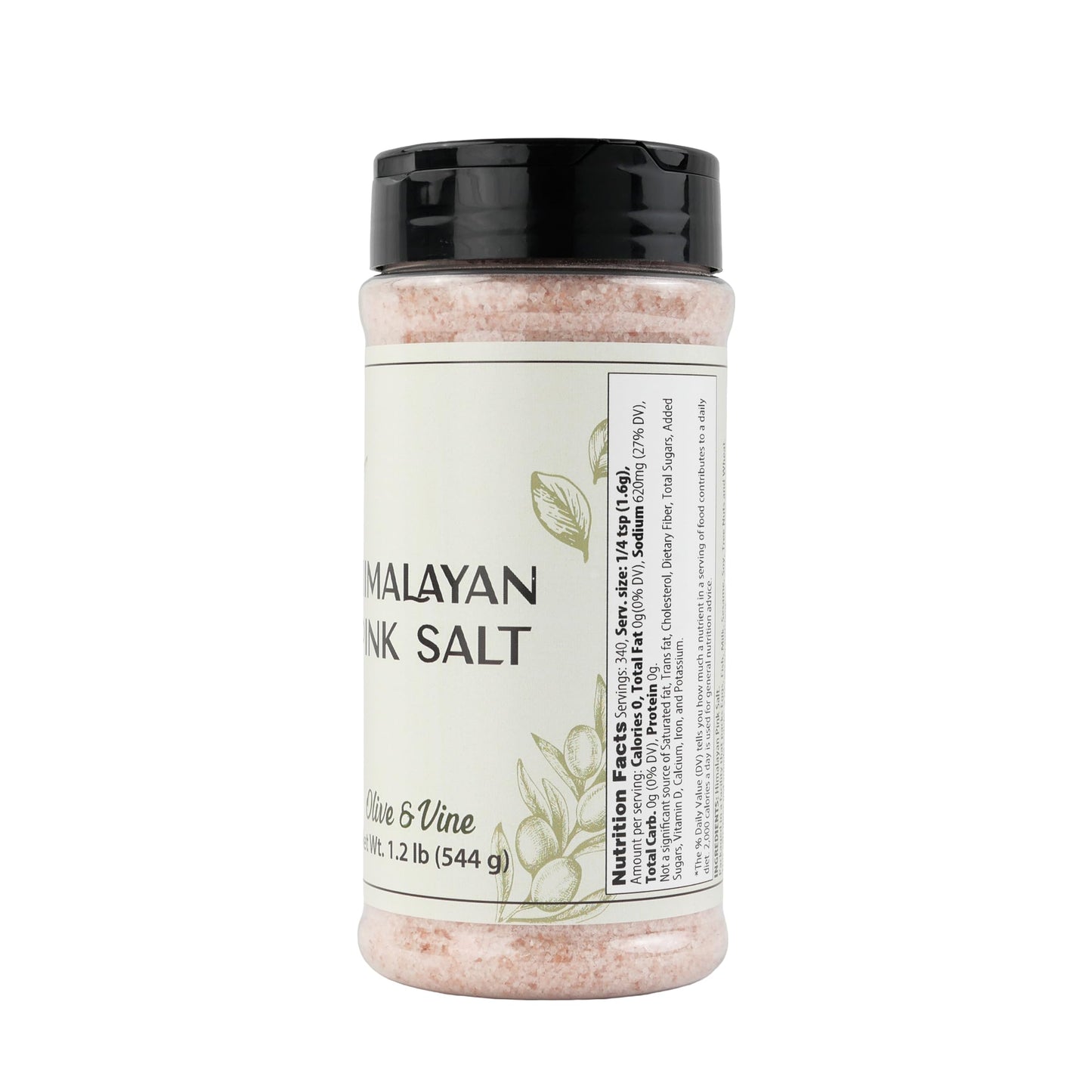 Olive & Vine Himalayan Pink Salt, Subtle Flavor, For Seasoning & Cooking, Rich Tradition, Authentic Taste, For Global Recipes (1.2 Pound)