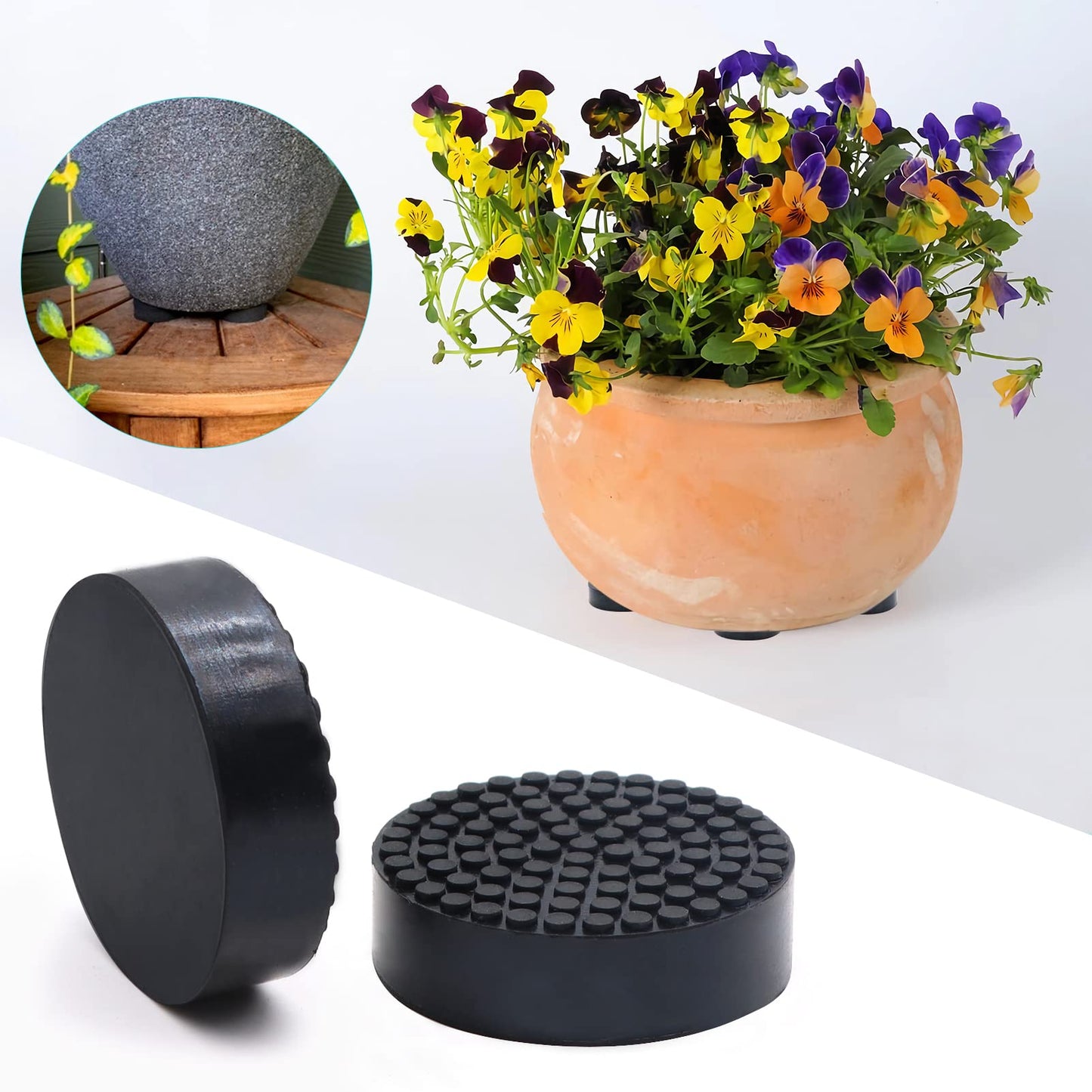 Ayipaqen 20 Pack Invisible Pot Feet, Non-Slip Solid Rubber Plant Pots Risers, 0.06" Durable & Reusable Pot Lifters for Indoor & Outdoor Planters, Drainage & Moisture Control Pads, Non-Scratch