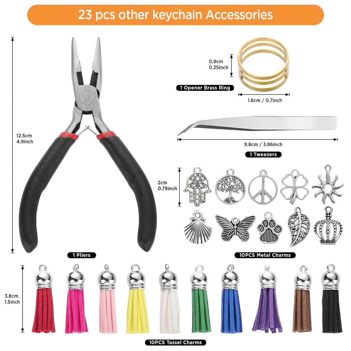 Funtopia 740PCS Keychain Making Kit, Key Chain Supplies Including Keychain Clip, Key Rings, Lobster Claw Clasps, Jump Rings, Pliers, Tassels for Key Chain Making, Purse Making, Lanyard Making
