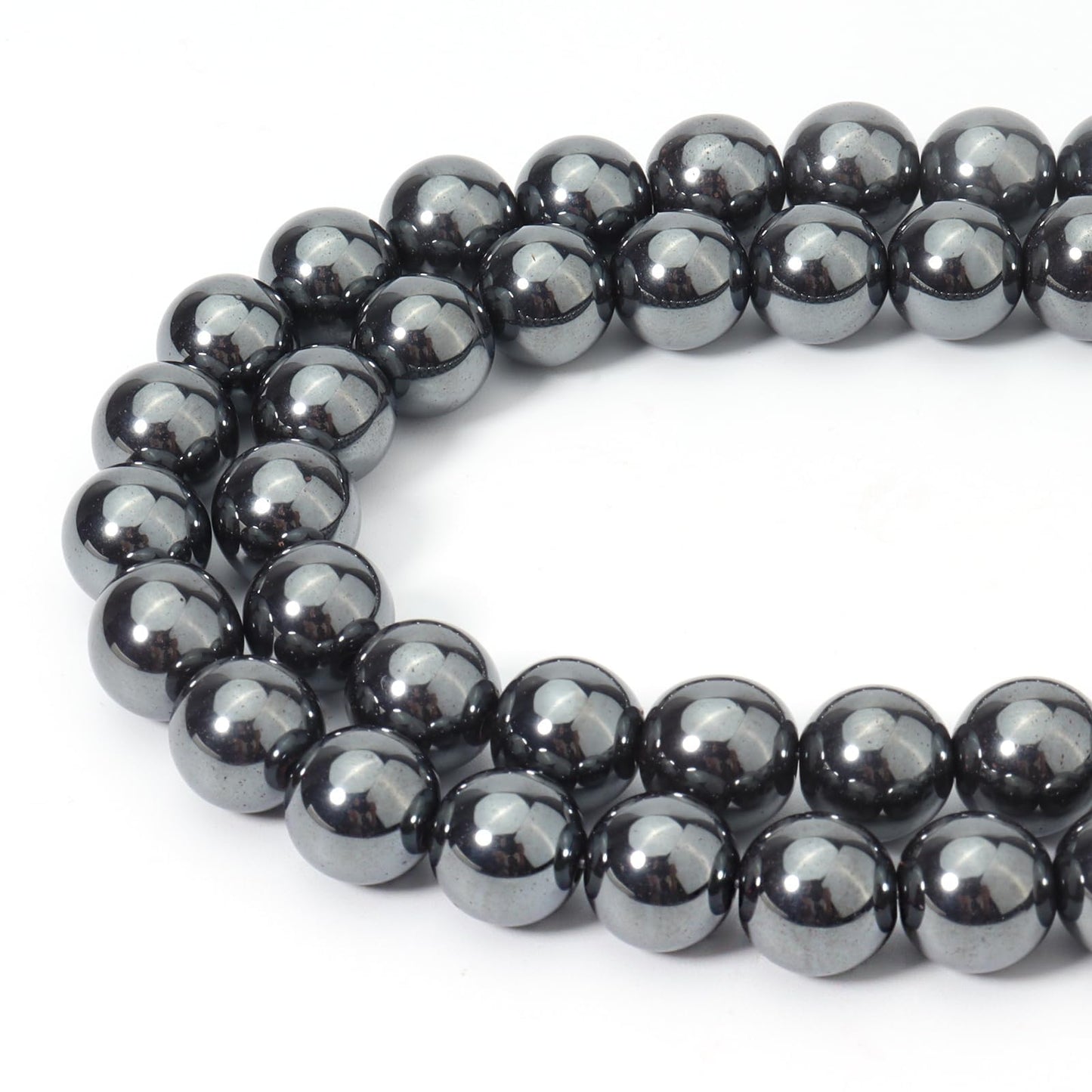 Siomia 45pcs 8mm Natural Black Hematite Beads Energy Healing Crystal Round Loose Stone Beads for Jewelry Making, DIY Bracelets Necklaces