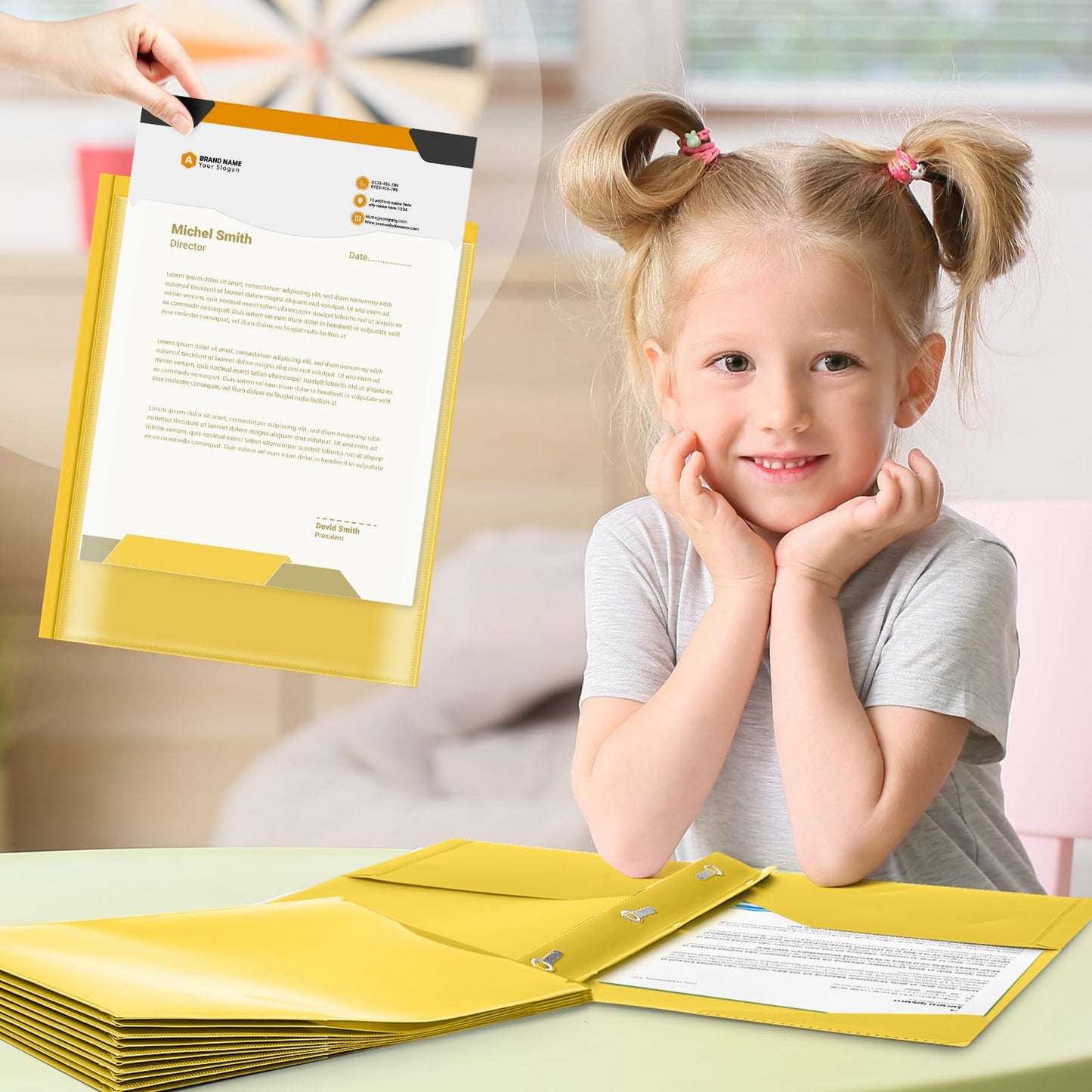 Henoyso 24 Set Take Home Folders with Clear Front Pocket, School-to-Home Communication Folder Bulk for Back to School Classroom, Heavy Duty Plastic Parent-Teacher Homework Folders (Yellow)
