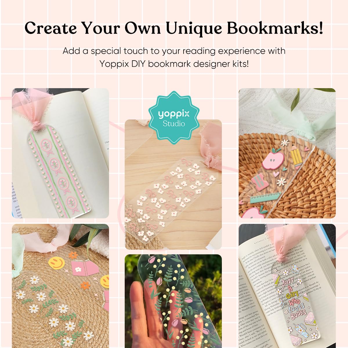 YOPPIX 6x2” Acrylic Bookmark Blanks- 20 Set Bookmark Making Kit with 20 UV DTF Stickers About Bow Theme 20 Ribbon 80 Bookish Stickers for DIY Your Crafts Gift for Book Lover