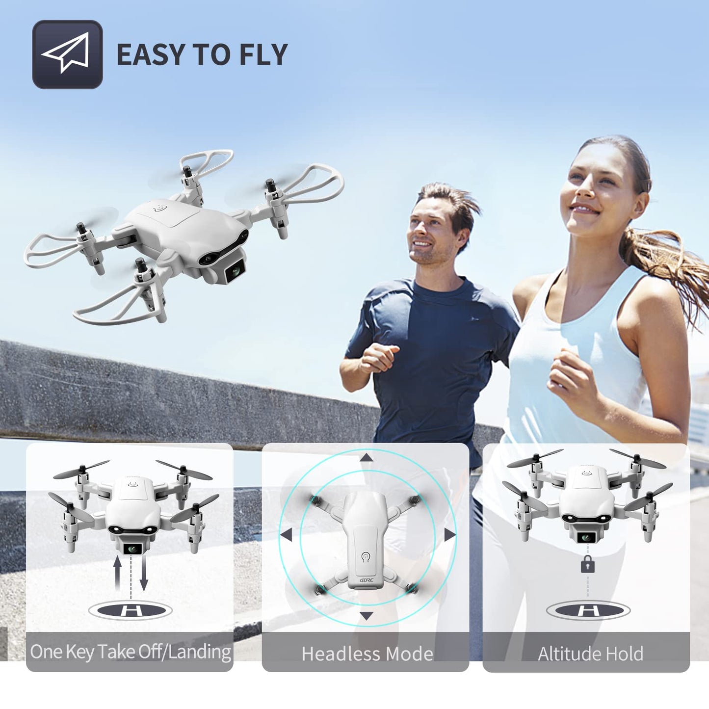 4DV9 Mini Drone with 1080P HD Camera for Kids Live Video RC Quadcopter for Adults Beginners Toys Gifts,Altitude Hold, Waypoints Functions,One Key Start,3D Flips,3 Batteries,Gray
