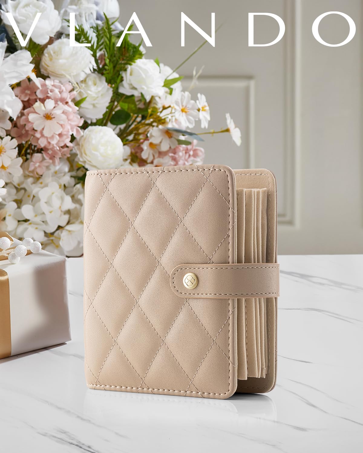 VLANDO Travel Jewelry Case,Portable Jewelry Organizer Storage Book with Clear Zipper Velvet Jewelry Pouch Bag Gifts for Traveler Women Girls-Toffee
