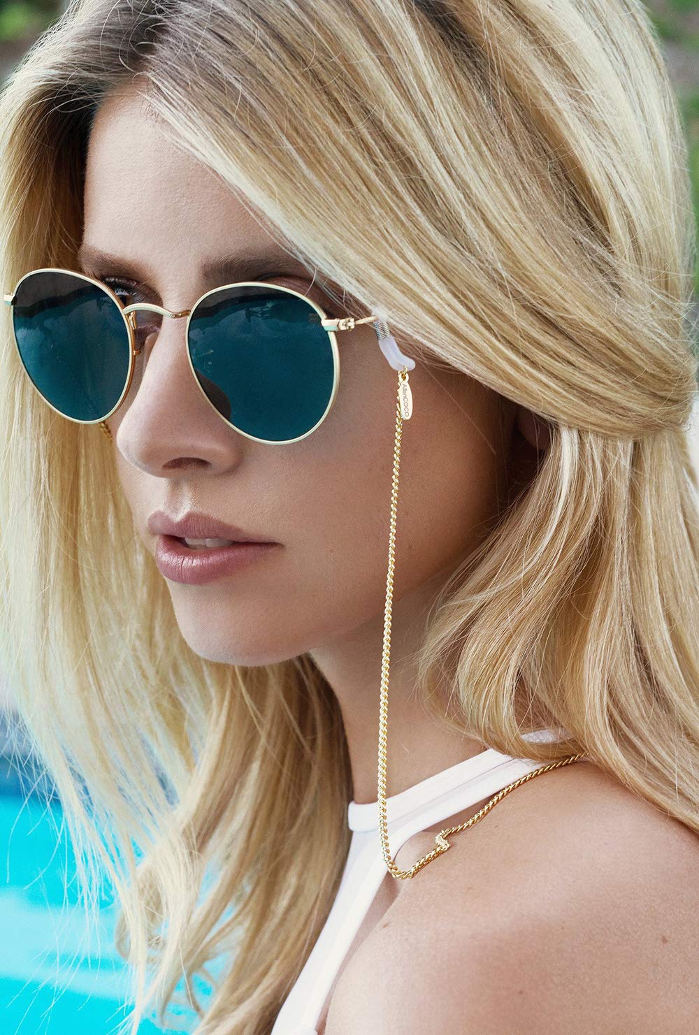 AllenCOCO Glasses Chain, Eyeglass Strap For Women Sunglasses - 14K Gold Eyeglasses Chain, Eye Glasses Holders Around Neck