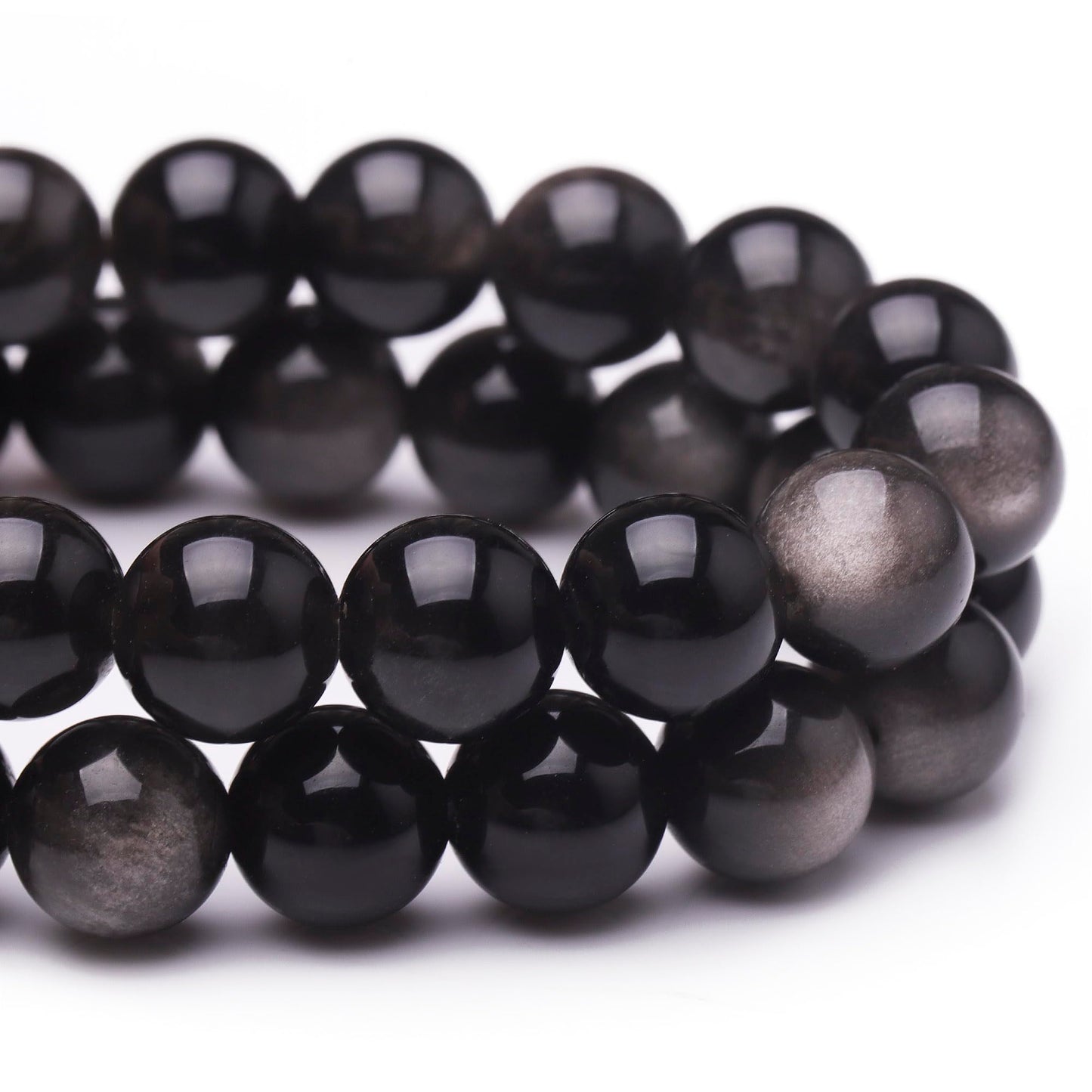 Chicager Natural Stone Beads for Jewelry Making,8mm Obsidian Polished Smooth Round Gemstone Beads for Bracelet Necklace 15 Inch