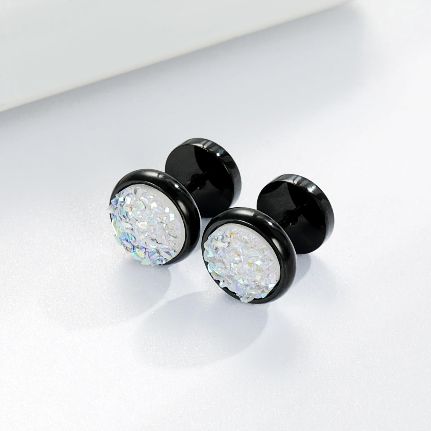Women Men Flat Back Stud Earrings Non-Nickel Crystal Stone Earrings Titanium Stainless Steel Hypoallergenic Cartilage Earrings Stud for Sensitive Ears