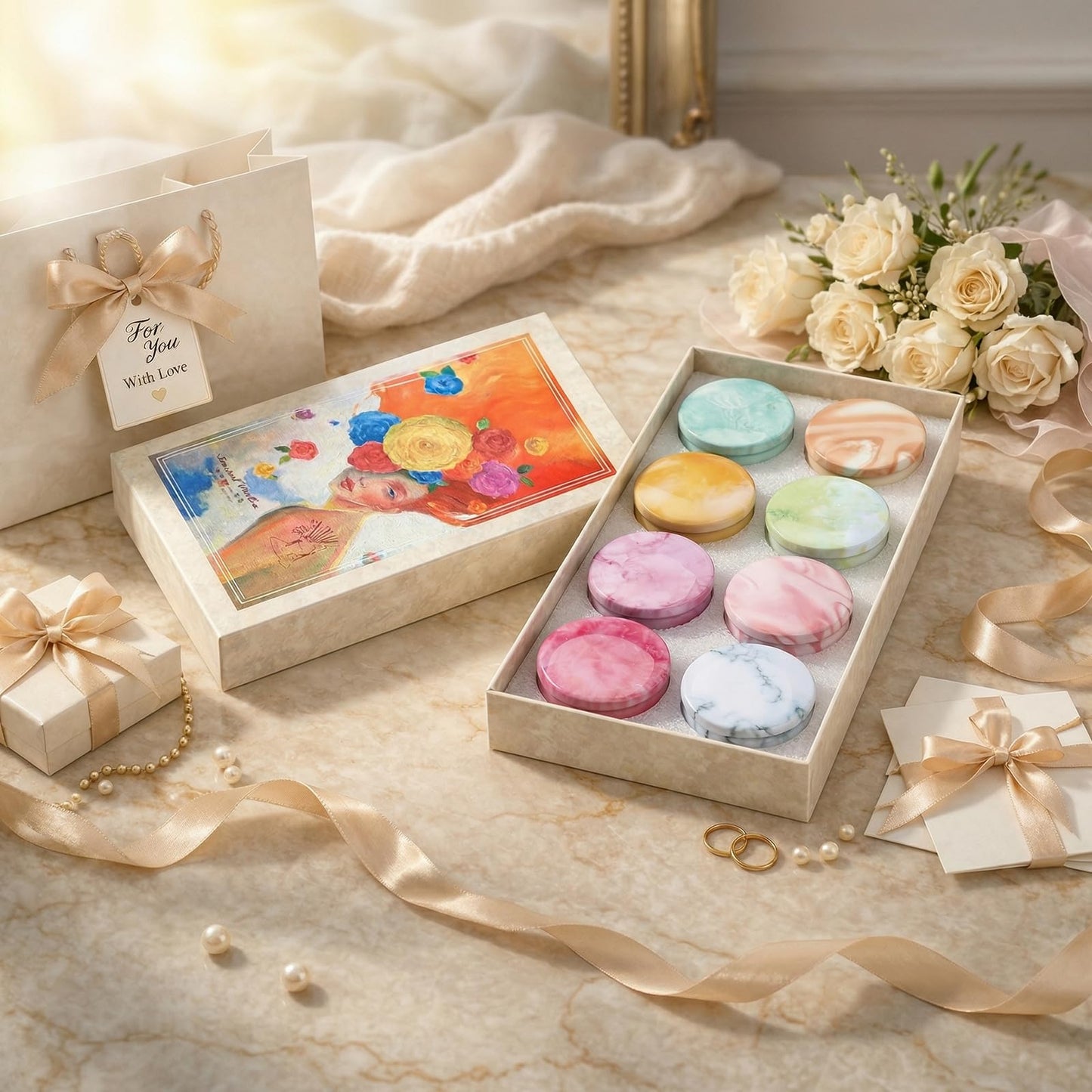 Aromatherapy Candle Gift Set for Women, 8 Pack Fruity Floral Soy Wax Candles, Artist-Designed Gift Box