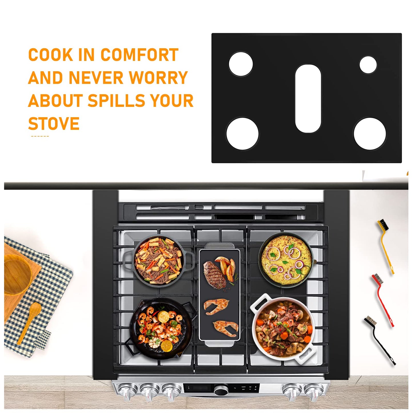 Stove Cover Gas Stove Top Burner Covers Protectors for Samsung Gas Range Stove Mat Protector Reusable,Oven Liners Mat,Non-Stick Washable Keep Stove Clean Stove Guard