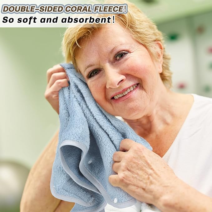 6 Pack Adult Bibs for Men and Women Elderly Senior Washable Clothing Protector with Crumb Catcher Large Towel Bibs for Special Needs Adult and Disabled Adjustable Reusable