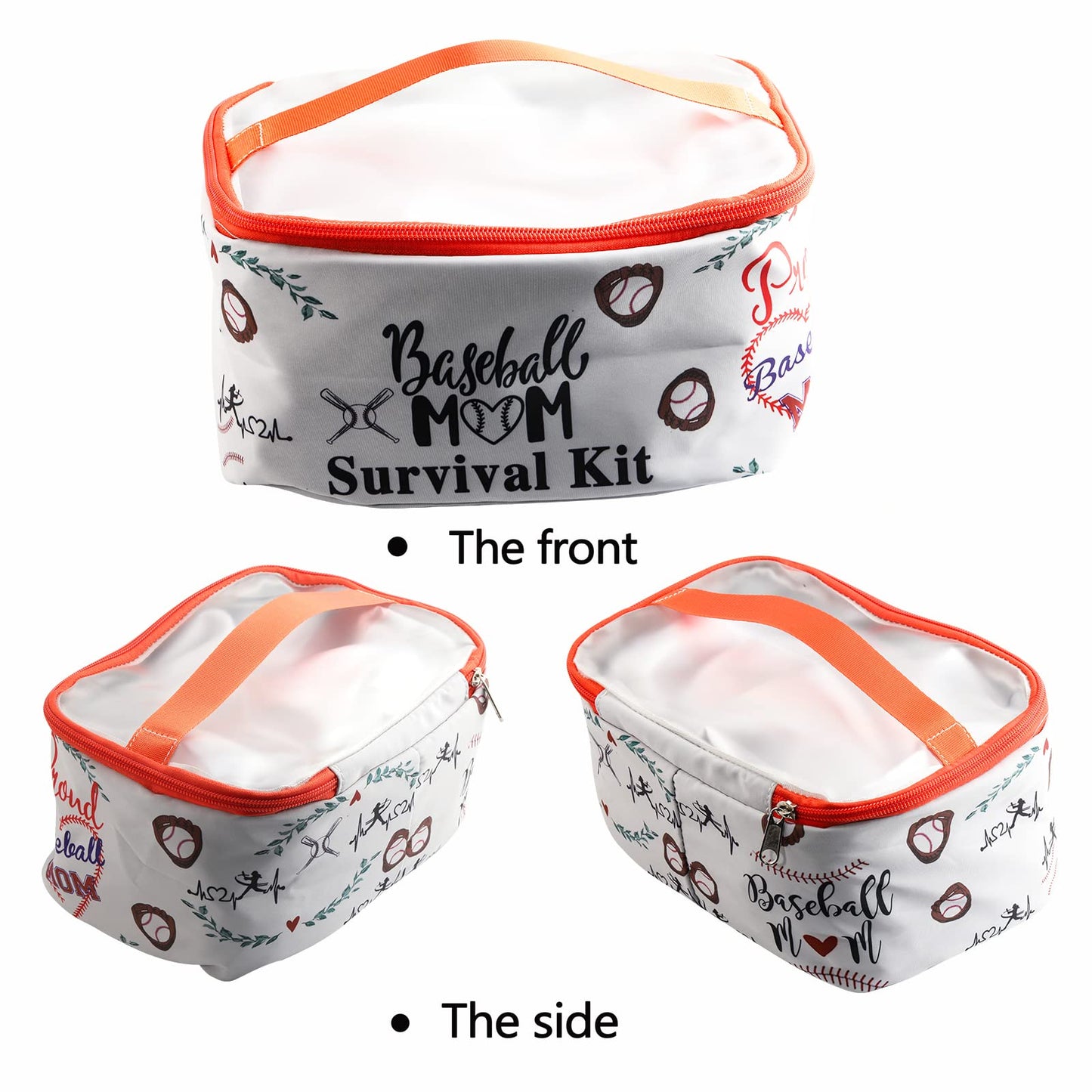 PXTIDY Baseball Mom Zipper Cosmetic Case Baseball Sport Mom Survival Kit Makeup Case Organizer Cosmetic Bag