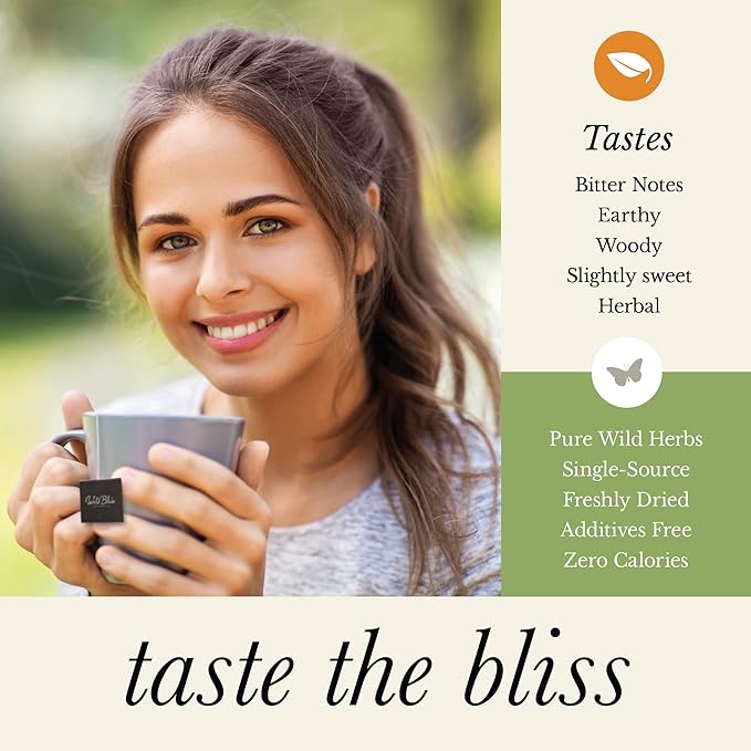 Wild Bliss Organic Wild Raw Dandelion Root Tea - Pharmacopoeia Quality Caffeine Free Herbal Detox Support - 25 Plant Based Tea Bags