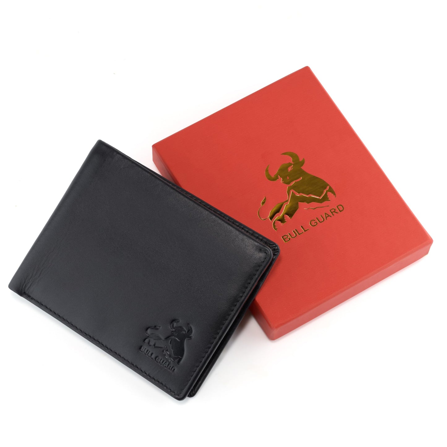 BULL GUARD RFID Blocking Wallet For Men Bifold Soft Black Genuine Nappa Leather Secure and Durable Extra Capacity Billfold with 11 Credit Cards