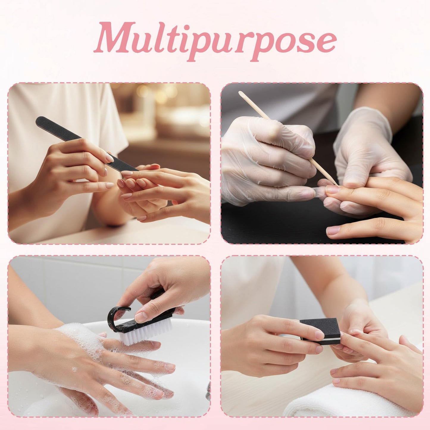 80 Sets Disposable Manicure Kit Basics 4 Piece Nail Kit for Travel,Handle Grip Brush,Mini Nail Buffer Nail File and Wood Stick for Gifts Salon Home Professional (Black)