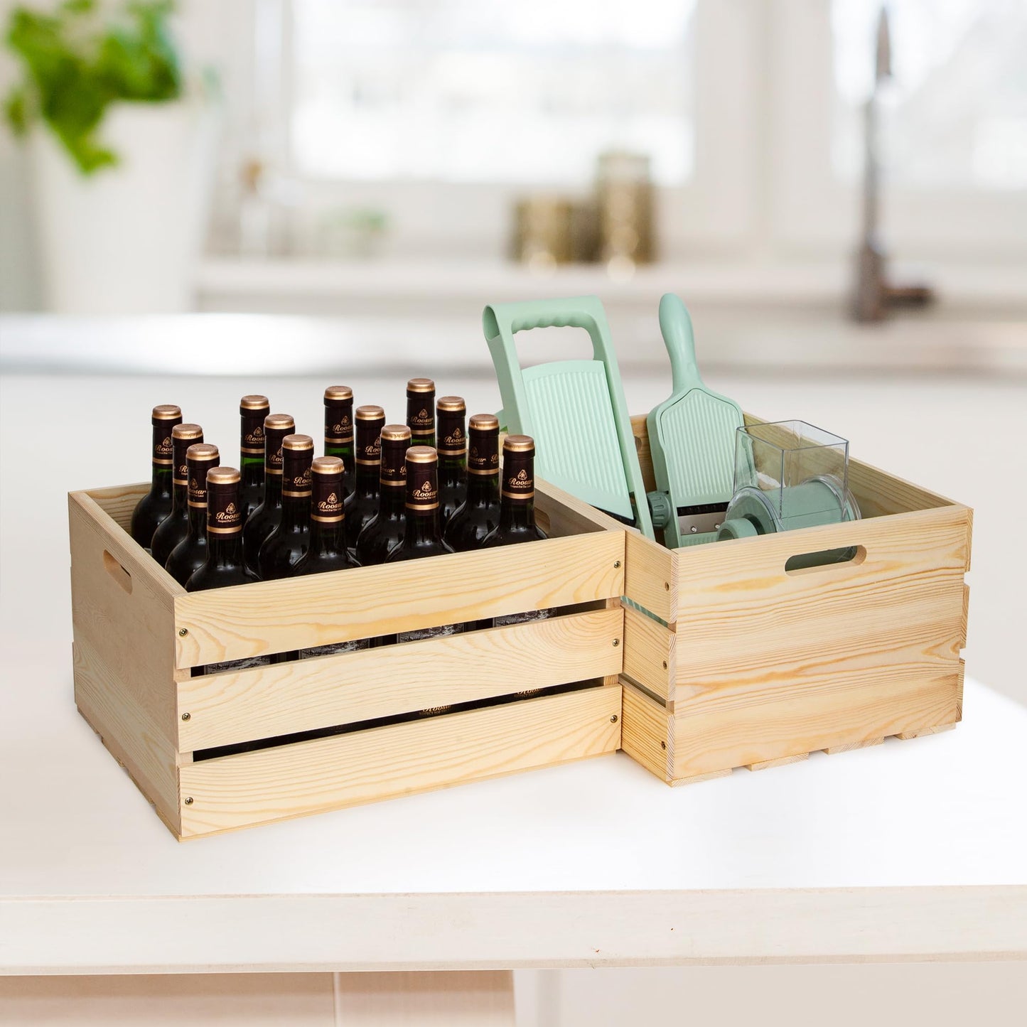FORBRADS 1 Piece Large Pine Wood Crates For Storage, Unfinished Natural Wooden Crates, 17" x 13" x 8.9"