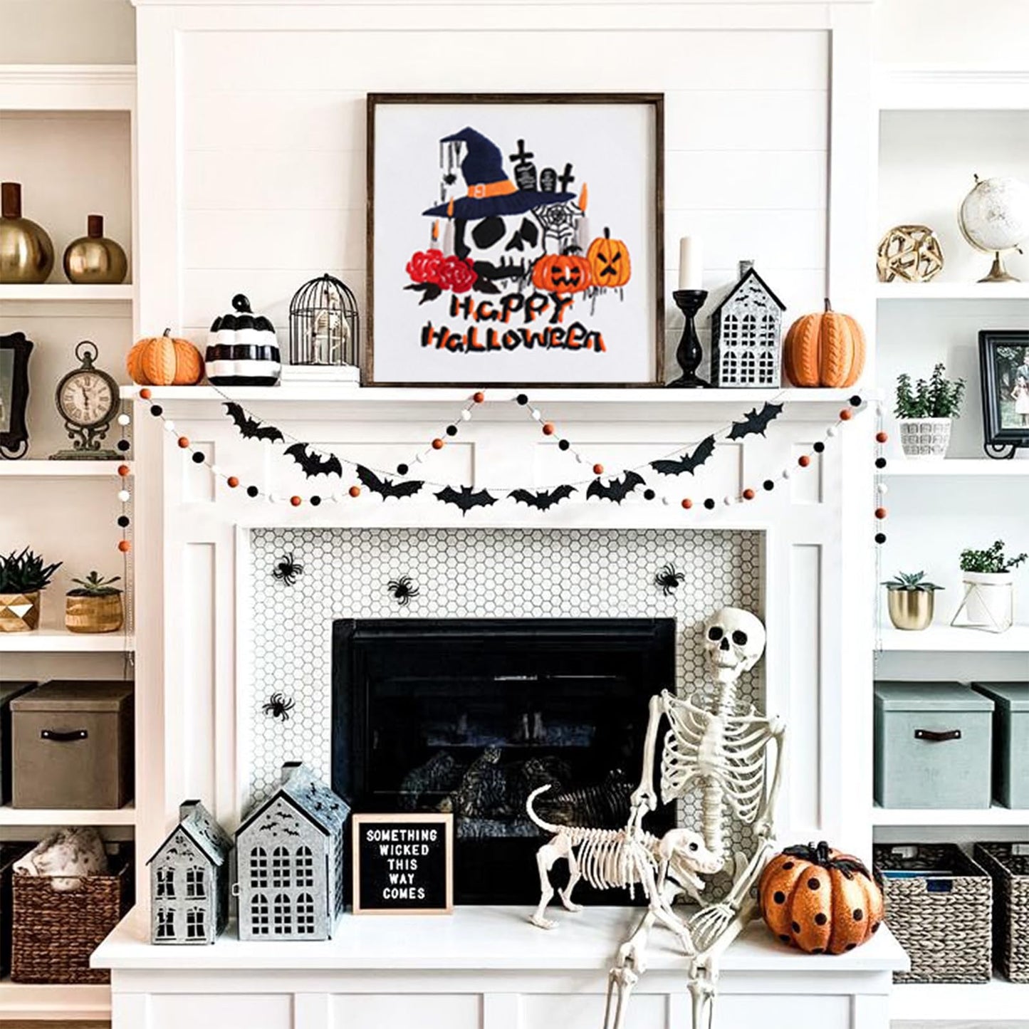 COCOMOX Halloween Embroidery kit for Beginners, 3 Set Gothic Cross Stitch Kits Pumpkin Pattern Needlepoint Craft Kit for Adults, DIY Gift