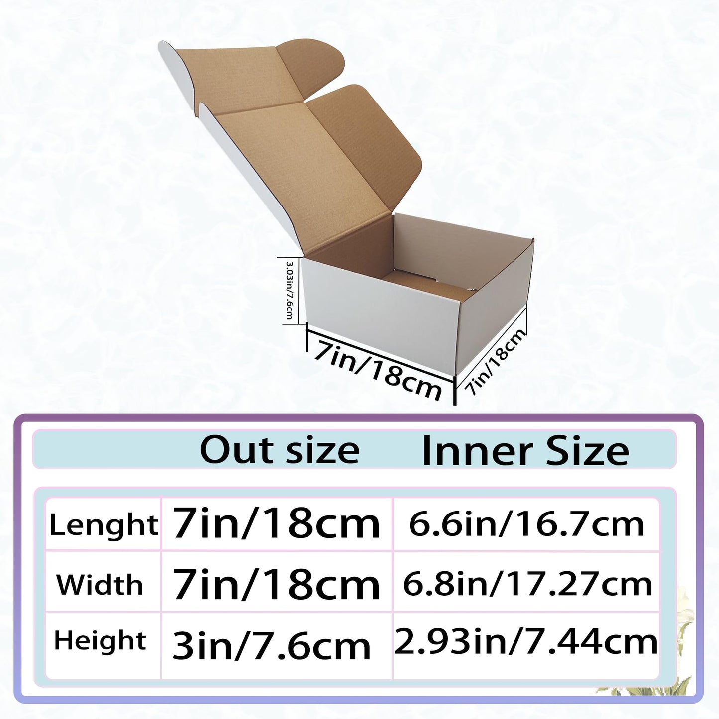 7x7x3 Inches White Shipping Boxes Set of 25，Cardboard Boxes Recyclable Corrugated Boxes Mailers for Small Business, Transporting, Packaging Storage Boxes and Craft Gifts Giving Products Box