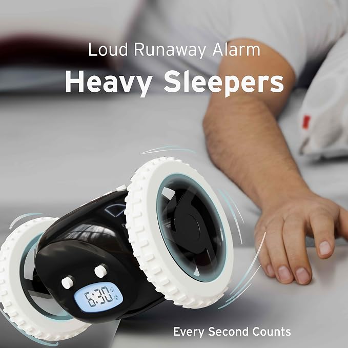 CLOCKY Alarm Clock on Wheels – Loud Rolling Alarm Clock for Heavy Sleepers