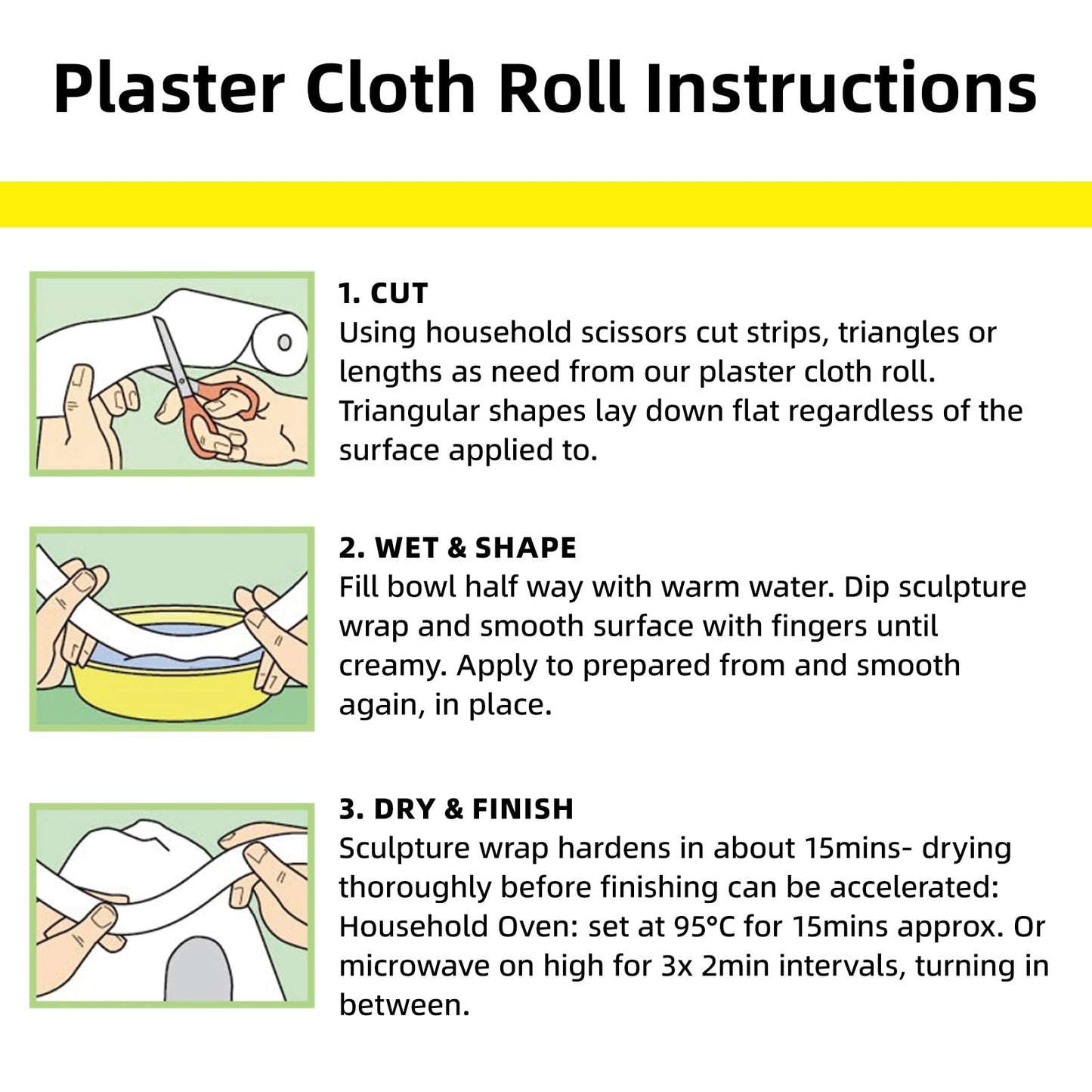 Falling in Art Plaster Cloth Rolls, 6 Pack Plaster Bandage, Plaster Gauze Strips for Body Casting, Crafting and DIY Projects, 3 Inches x 106 Inches