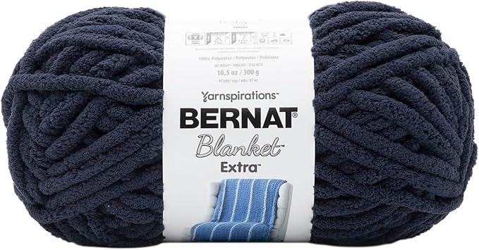 Bernat Blanket Extra Indigo Yarn - 2 Pack of 10.5oz/300g - Polyester - 7 Jumbo - 97 Yards - Knitting/Crochet
