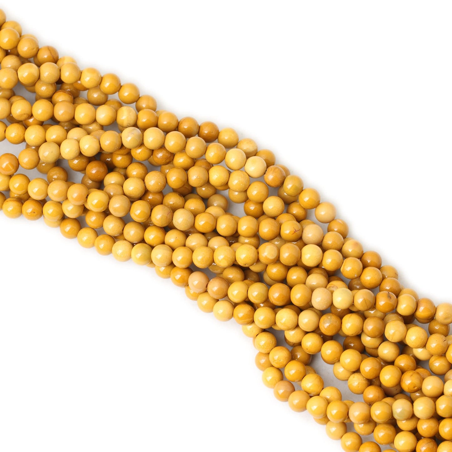 CHEAVIAN 60PCS 6mm Natural Yellow Moonkaite Jasper Gemstone Smooth Surface Round Loose Beads for Jewelry Making 1 String 15 Inches