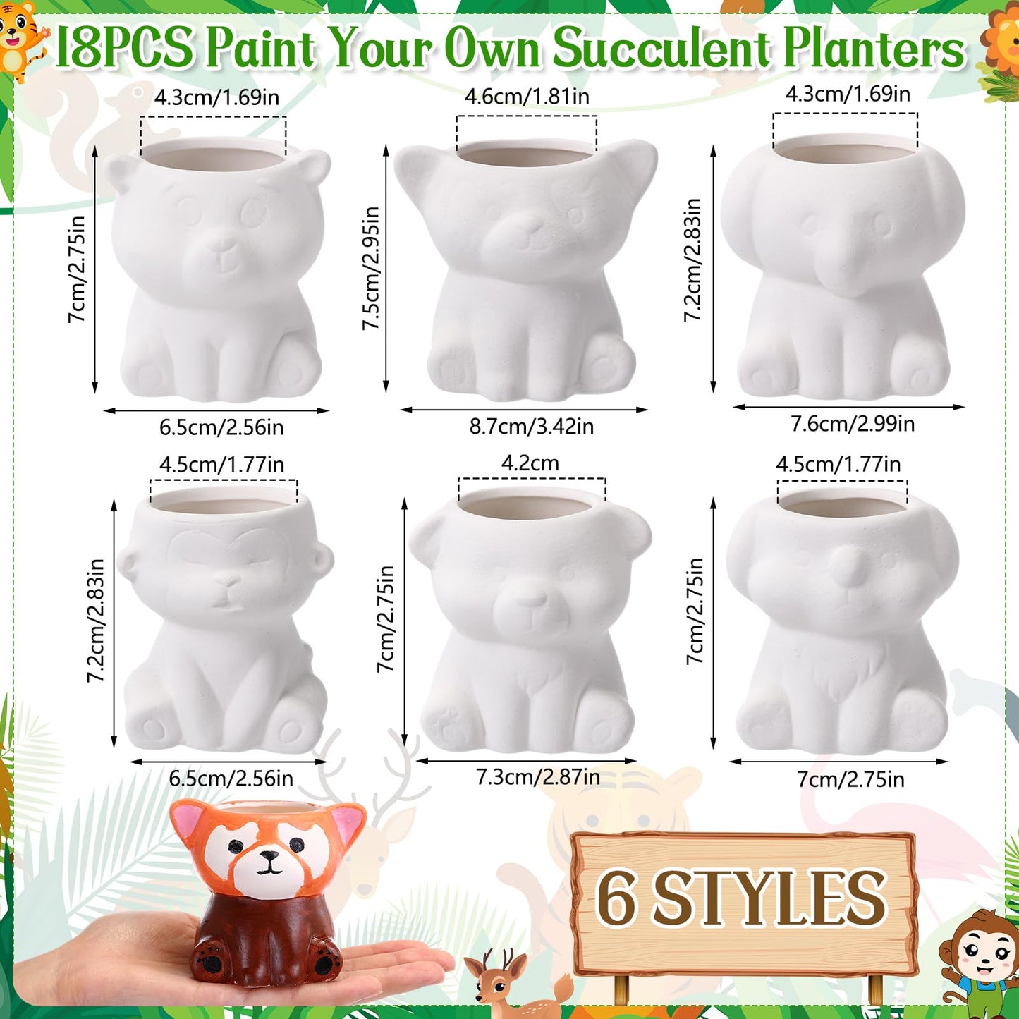 Leitee 18 Pcs Paint Your Own Ceramic Pot Bulk 2.76 in Spring Succulent Pots Ready to Paint Small Pot Mini Succulent Planters Pottery Painting for Spring Easter Mother Craft(Lovely Flowers)