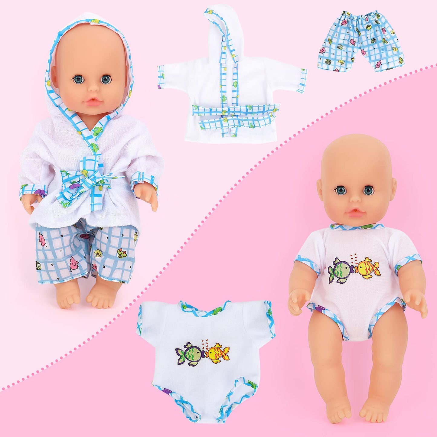 deAO Baby Doll Set with Bathtub,11PCS Doll Bath Set - Real Working Bathtub with Detachable Shower Spray,Toy Gift Set for 3+ Years Old Kids