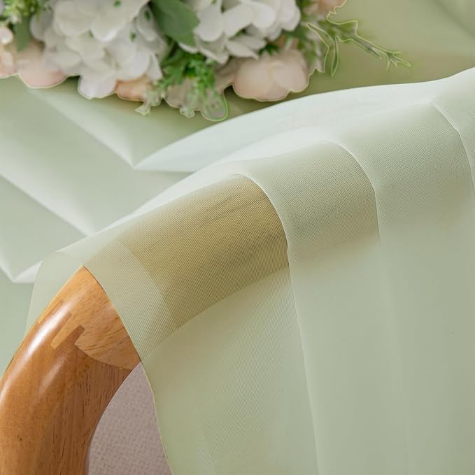 Lecloud Light Green Sheer Curtains 72 Inches Long 2 Panels, Soft Voile Light Filtering Curtains for Living Room, Rod Pocket Lightweight Drapes for Bedroom Dinning Room, Each Panel 42 X 72 Inch