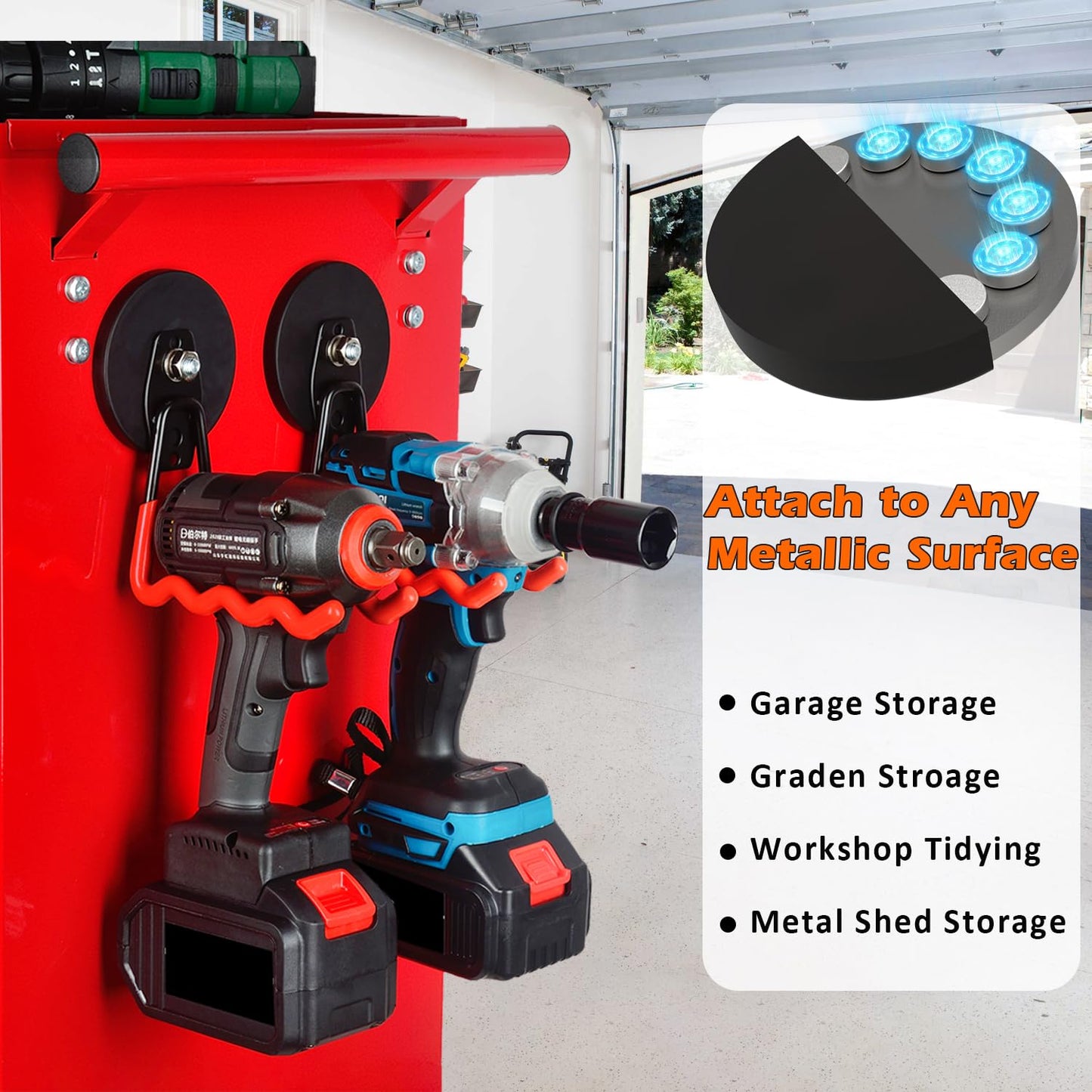 MUTUACTOR 2Packs Large Capability Heavy Duty Magnetic Hooks, Strong Magnet Hooks for Hanging Power Tools, Grill Utensils, Impact Drivers
