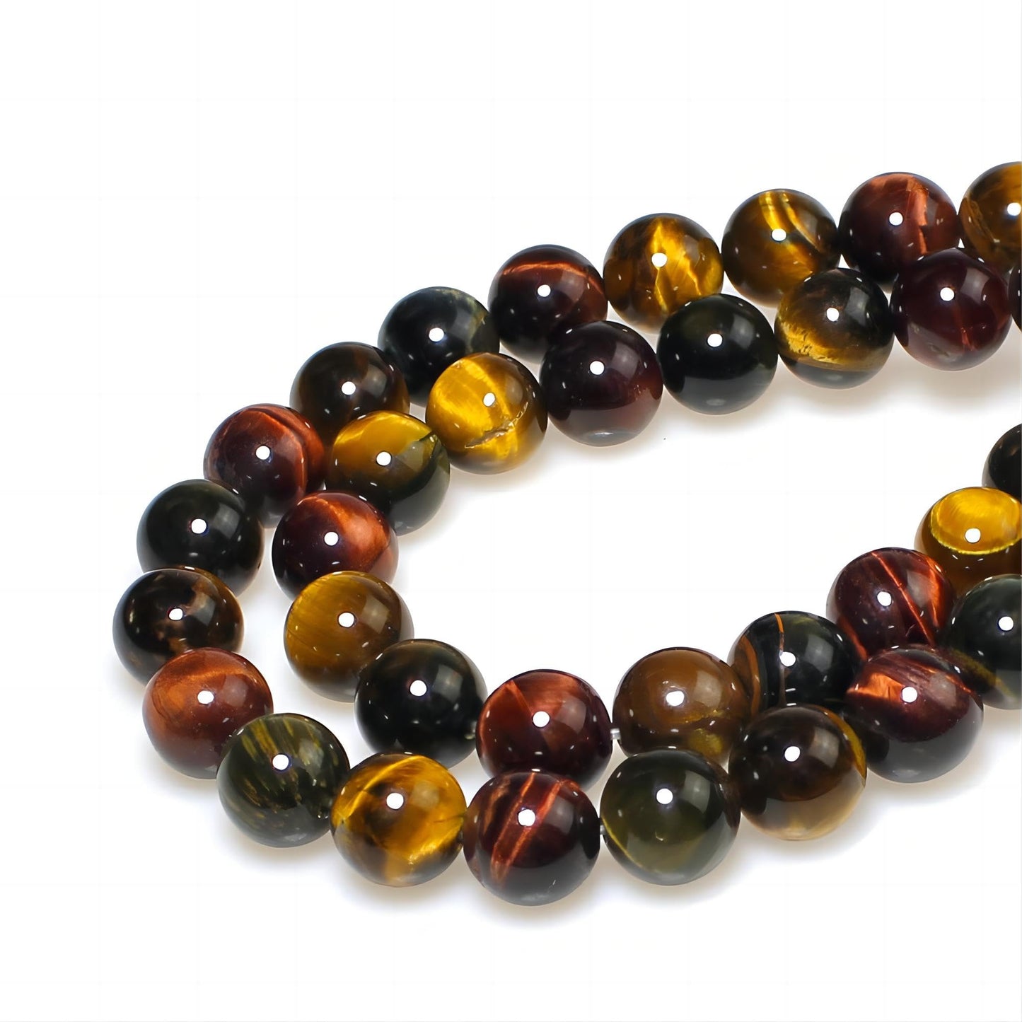 MJDCB Natural Stone Beads 8mm 43pcs Round Three Color Tiger's Eye Loose Gemstone Bead Charms for Jewelry Making Bracelet Necklace Earring Pendant