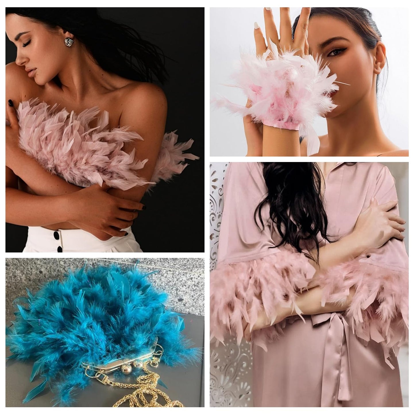 Daieeparty Red Turkey Feathers Trim Fringe 5Yard 4-6inch for Party Clothing DIY Sewing Craft Wedding Dress Decoration Natural Fluffy Turkey Feather Trim
