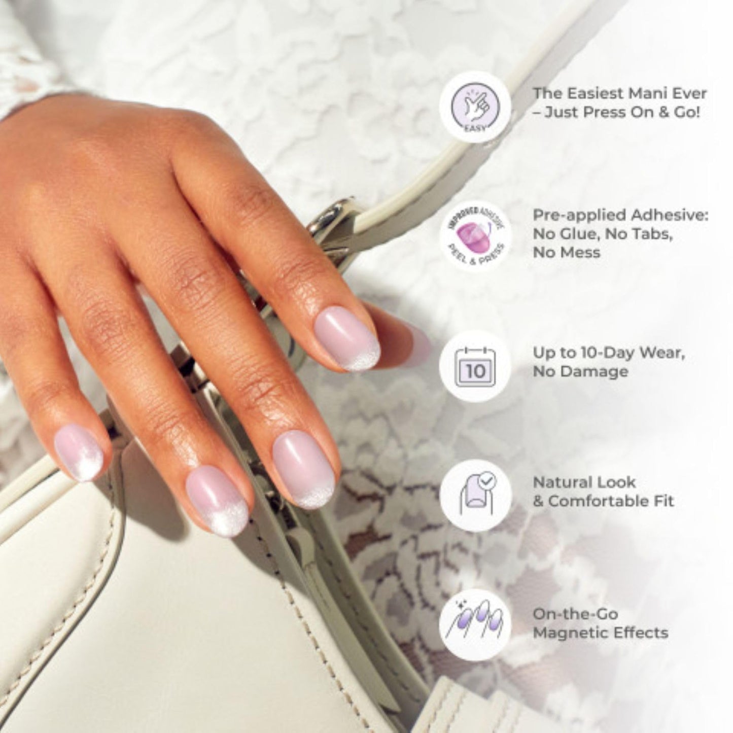 Kiss colorFX by Impress Press On Nails , ‘Floating’, Solid Red with Pearlescent Finish, Short Oval, IMPROVED adhesive, Includes 30 Fake Nails, Prep Pad, 1 Manicure Stick, 1 Mini Nail File