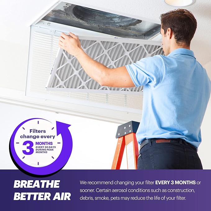 BNX TruFilter 20x25x1 Air Filter MERV 8 (12-Pack) - MADE IN USA – Dust & Pet Defense Electrostatic Pleated Air Conditioner HVAC AC Furnace Filters for Dust, Pet, Mold, Pollen MPR 600 – 700 & FPR 5