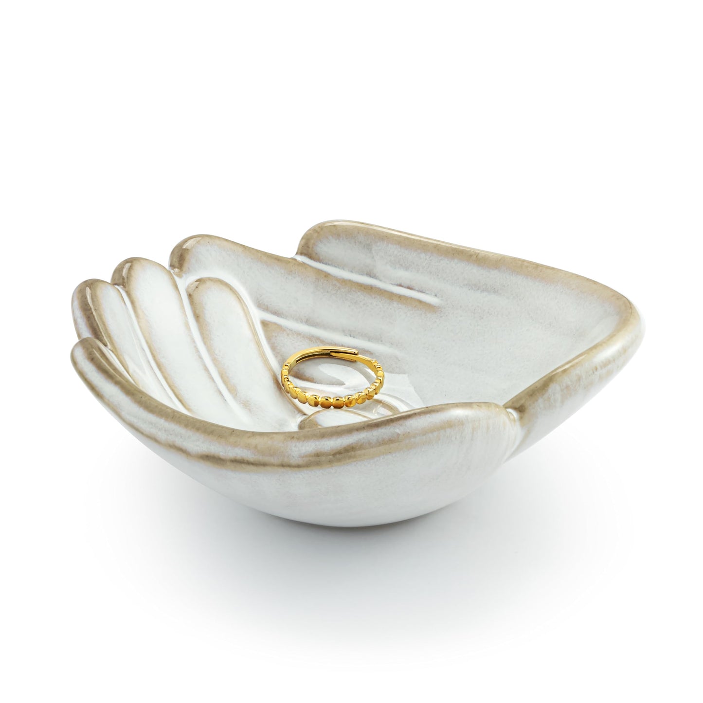 DEMDACO Hand in Hand Collection Together White Novelty 2 x 4 Stoneware Jewelry Catch-All Organizer Ring Holder & Small Keepsake Trinket Tray