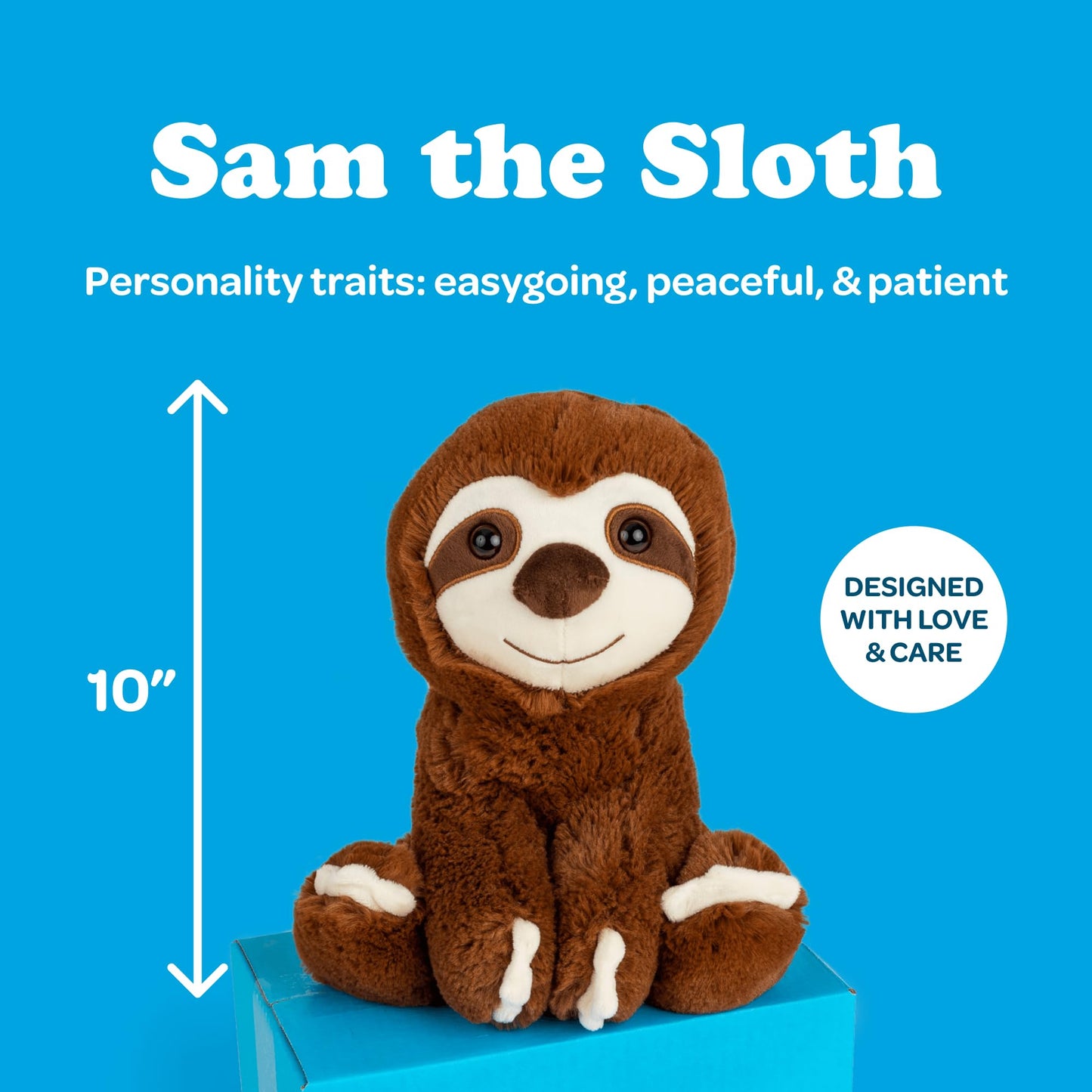 SendAFriend Sam The Sloth Stuffed Animal Care Package, Someone Loves You Box, Great Gift for Any Reason (Love You Notecard)